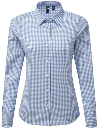 Women’s Maxton Check Long Sleeve Shirt – Hellblau / Weiss
