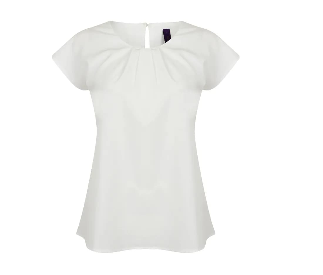 Blouse à plis manches courtes femme – Blanc