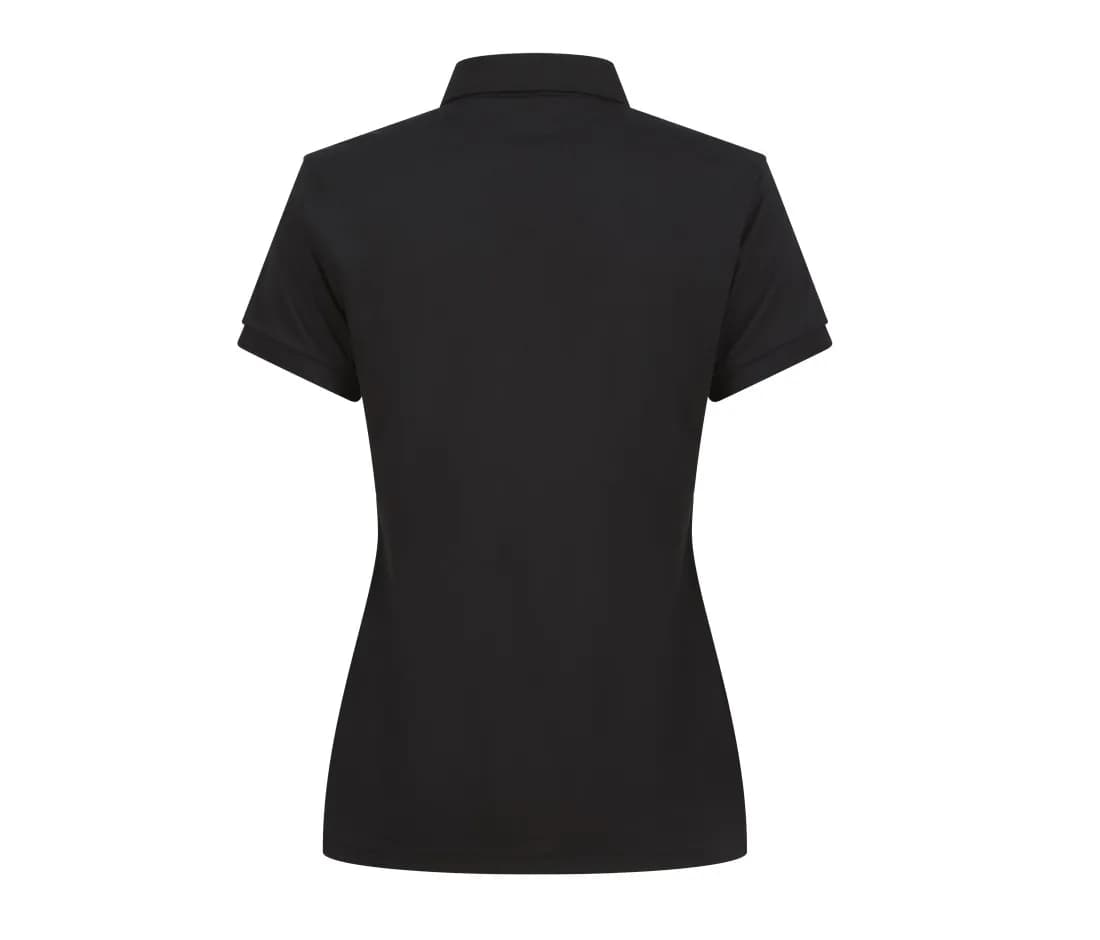 Damen Poloshirt aus recyceltem Polyester – Schwarz – Rückansicht