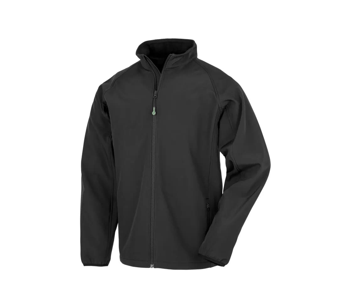 Kinder recycelte 2-Lagen-Softshelljacke, bedruckbar – Schwarz
