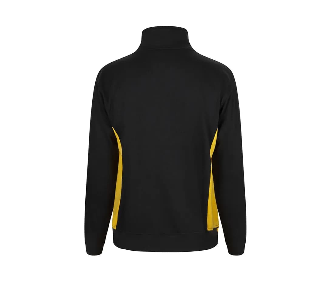 Two-Tone Half-Zip Sweatshirt – Zweifarbiges Sweatshirt – Schwarz / Gelb – Rückansicht
