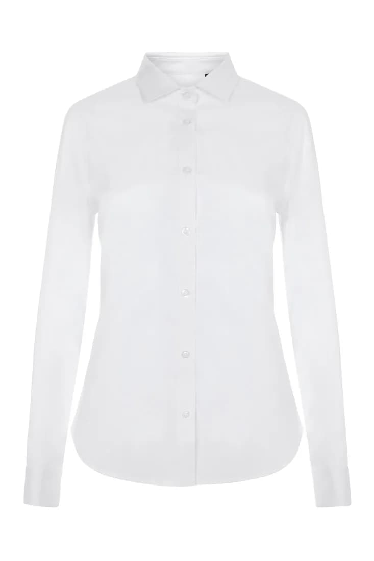 Chemise stretch manches longues femme – Blanc