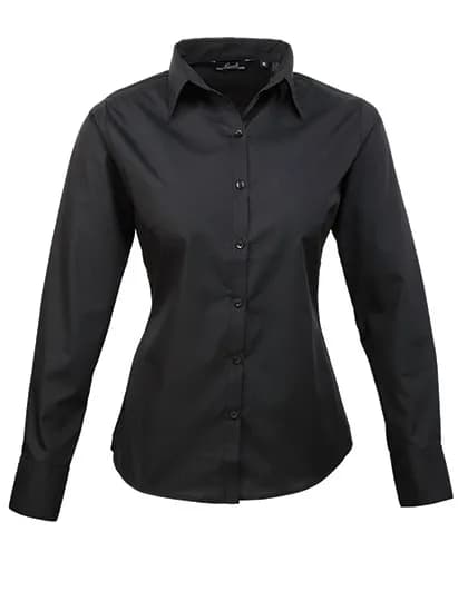 Women’s Poplin Long Sleeve Blouse – Schwarz