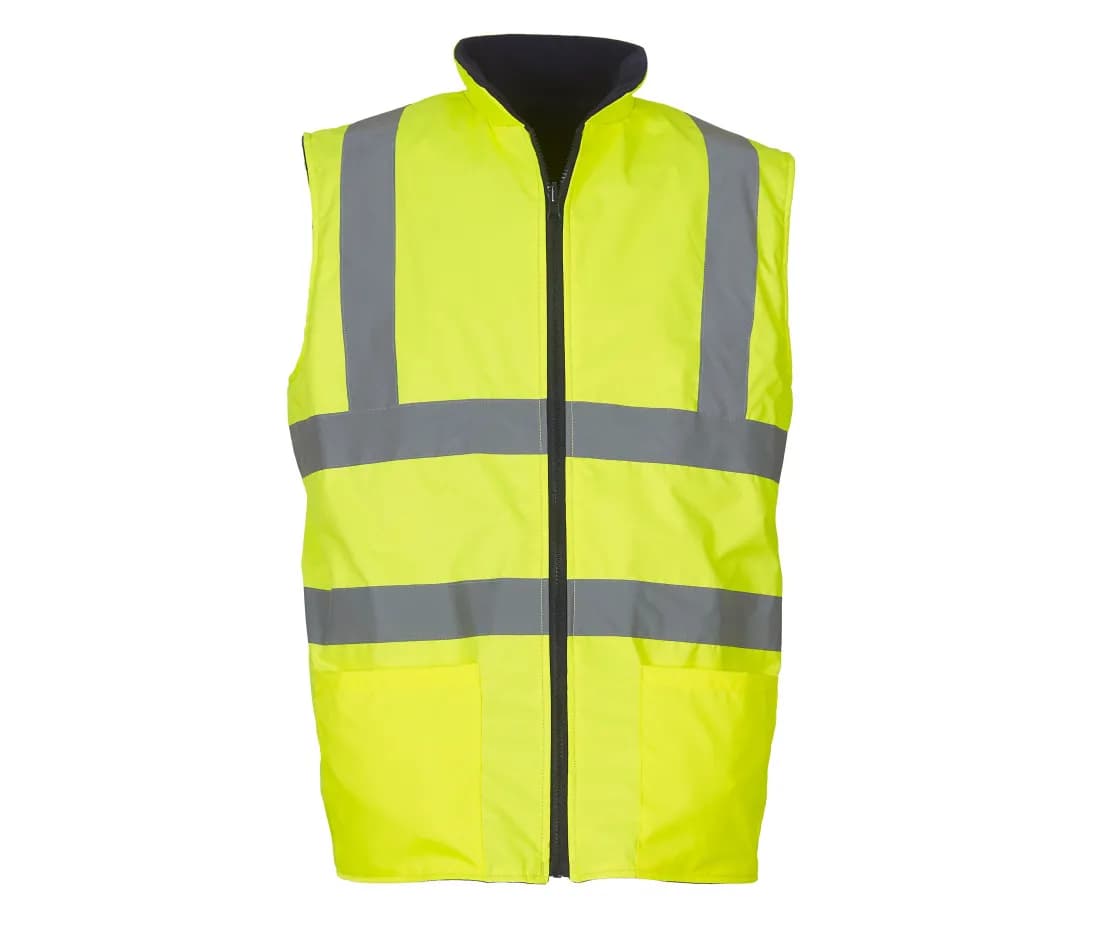 Hi-Vis Reversible Fleece Bodywarmer – Warngelb
