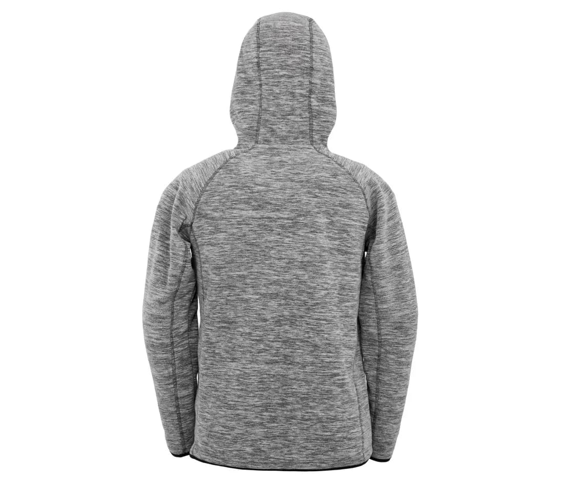 Herren Microfleece-Hoodie mit Reissverschluss – Grau / Schwarz – Rückansicht