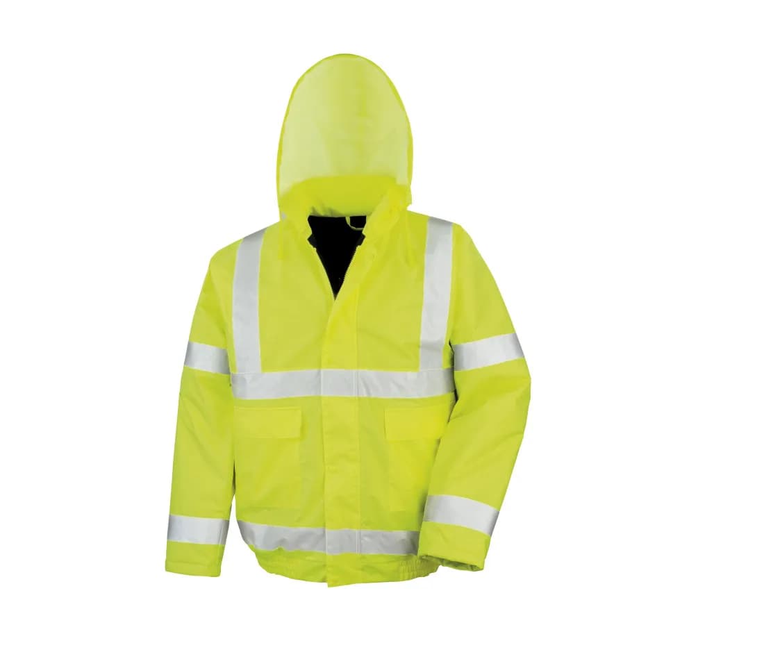 Warnschutzjacke mit Thermofutter und Kapuze