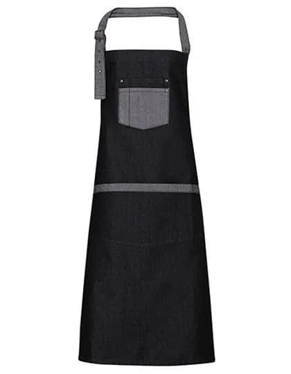 Domain Contrast Denim Bib Apron – Schwarz