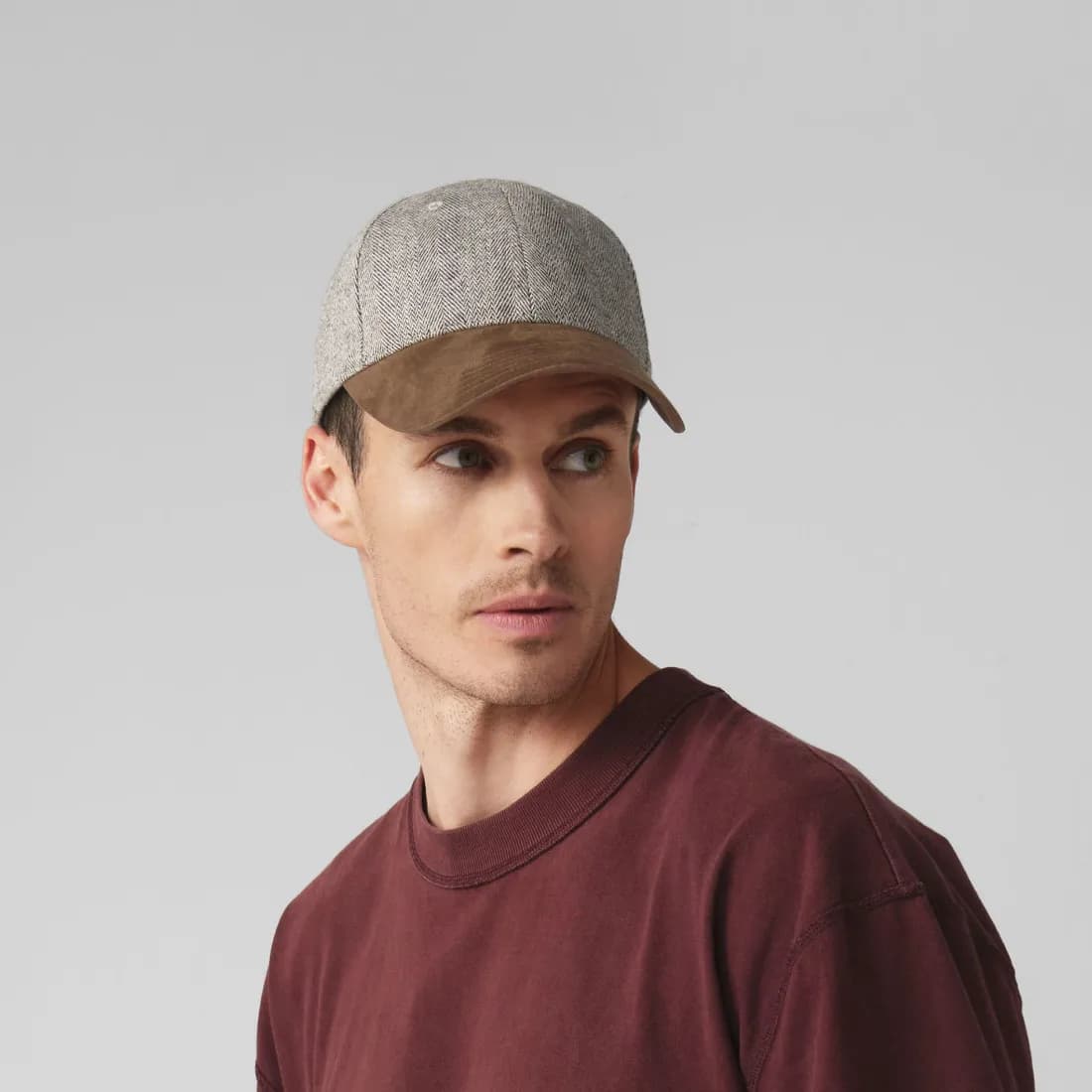 Suede Peak Herringbone Cap