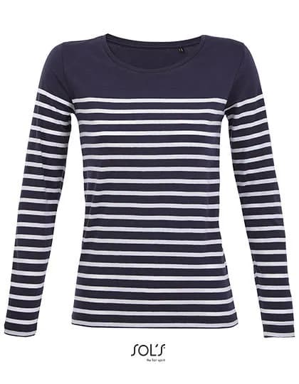 Women’s Long Sleeve Striped T-Shirt Matelot – Marine foncé / Blanc