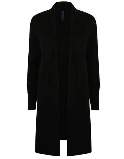 Ladies’ Longline Open Cardigan – Schwarz