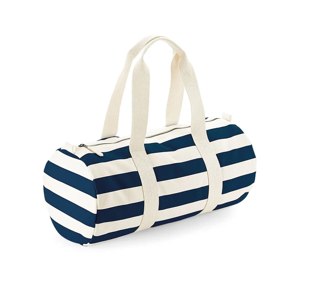 Sac polochon rayé «Nautical» – Naturel / Marine