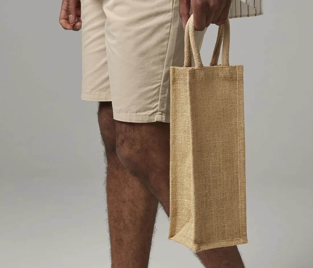Shimmer Jute Bottle Bag
