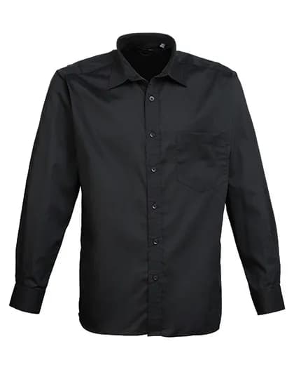 Men’s Poplin Long Sleeve Shirt – Schwarz