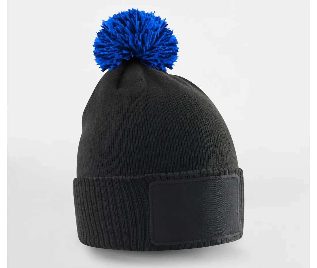 Bonnet «Snowstar» à patch enfant – Noir / Bleu royal