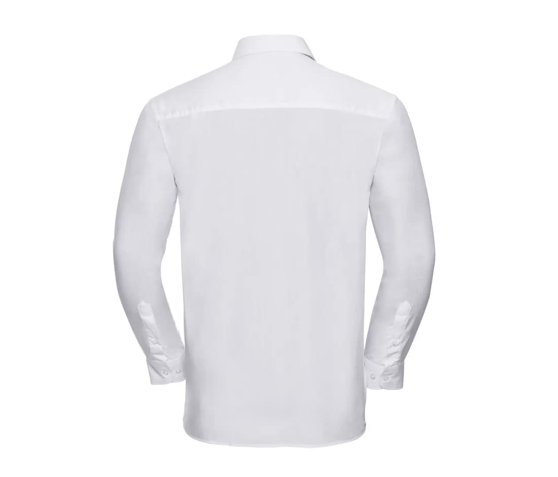 Chemise popeline coton manches longues homme – Blanc – vue de dos