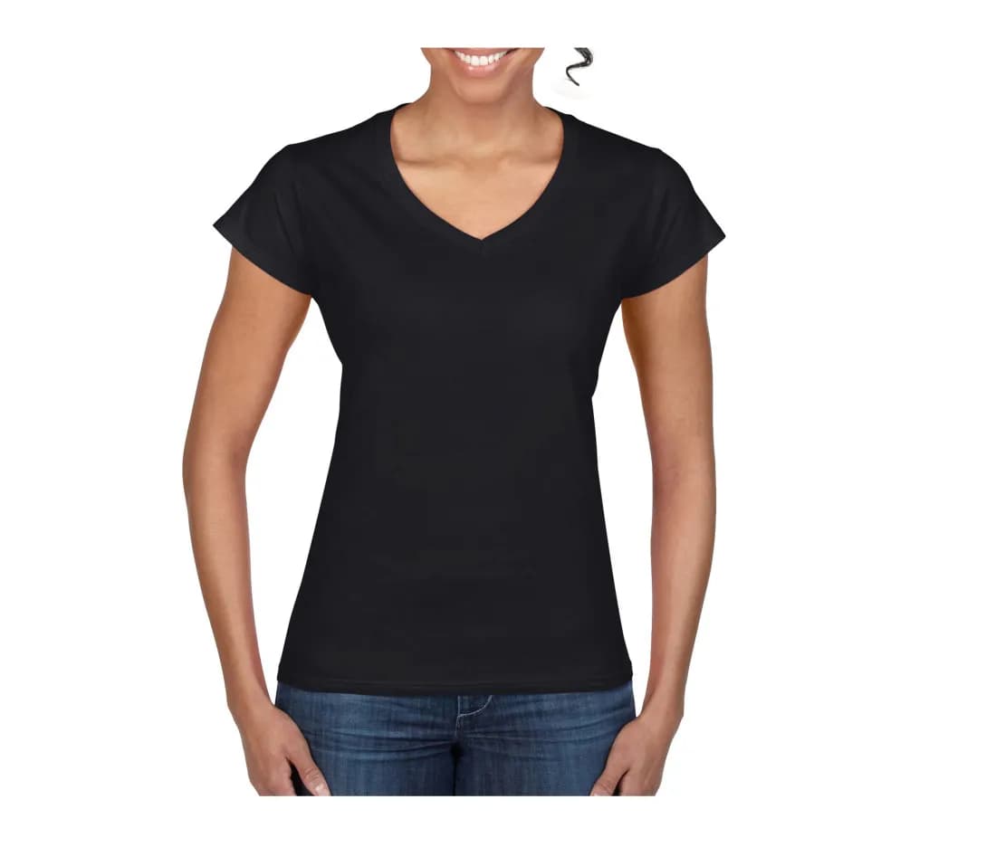 T-shirt col V «Softstyle®» femme – Noir