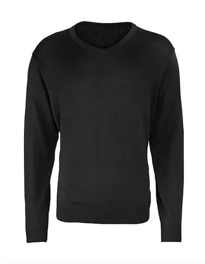 Men’s V-Neck Knitted Sweater – Schwarz