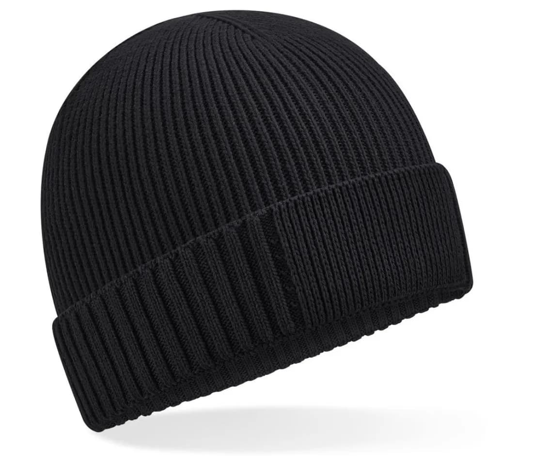 Organic Cotton Engineered Patch Beanie – Schwarz