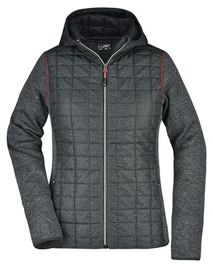 Ladies’ Knitted Hybrid Jacket – Grau meliert / Anthrazit meliert