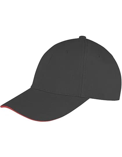 Memphis Brushed Cotton Low Profile Sandwich Peak Cap – Noir / Rouge