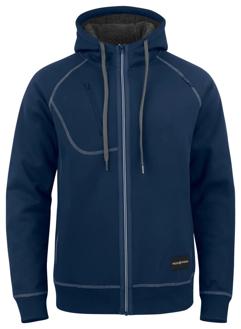 2130 Dickere Kapuzen Sweatshirt Jacke mit Kontrastnähten