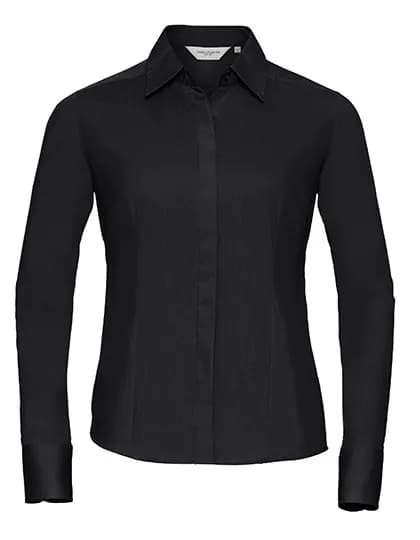 Ladies’ Long Sleeve Fitted Polycotton Poplin Shirt – Noir