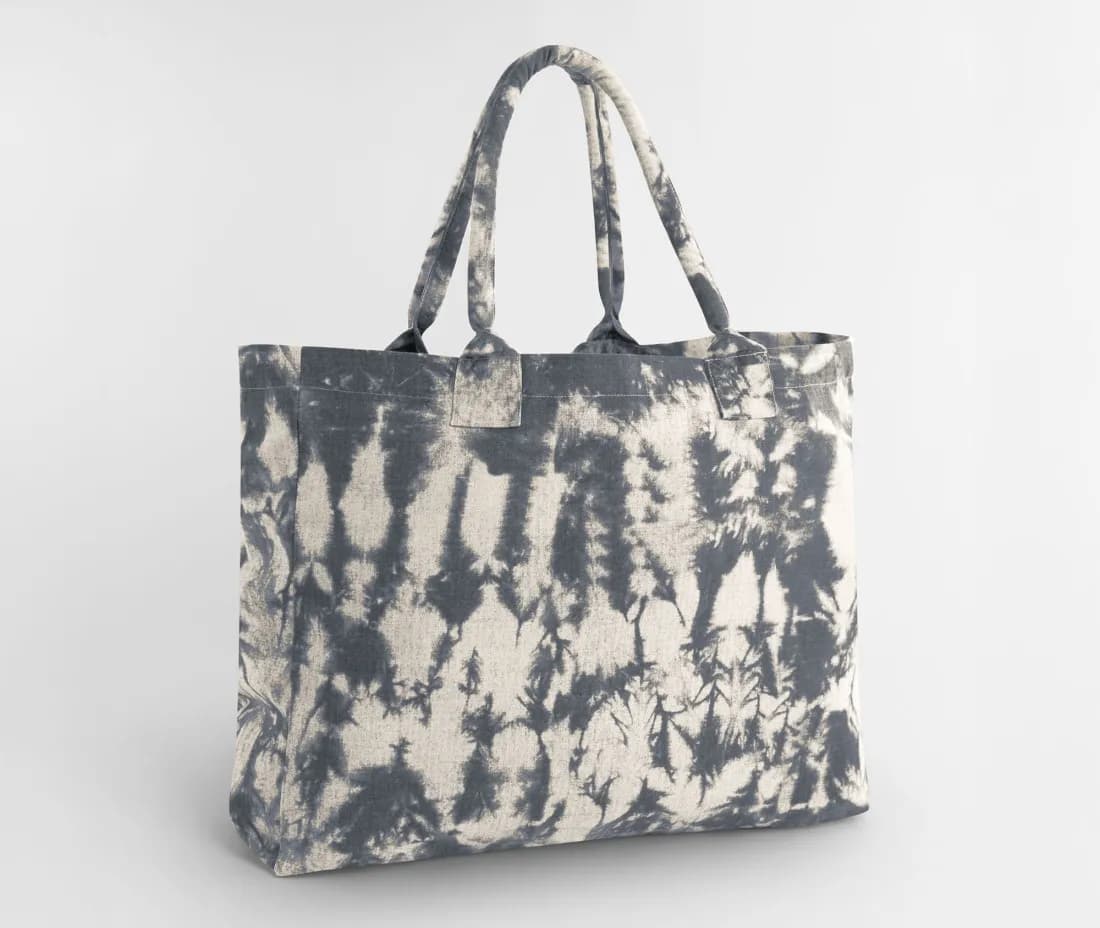 Batik-Tragetasche aus Canvas – Schwarz (Natural Black Tie Dye)