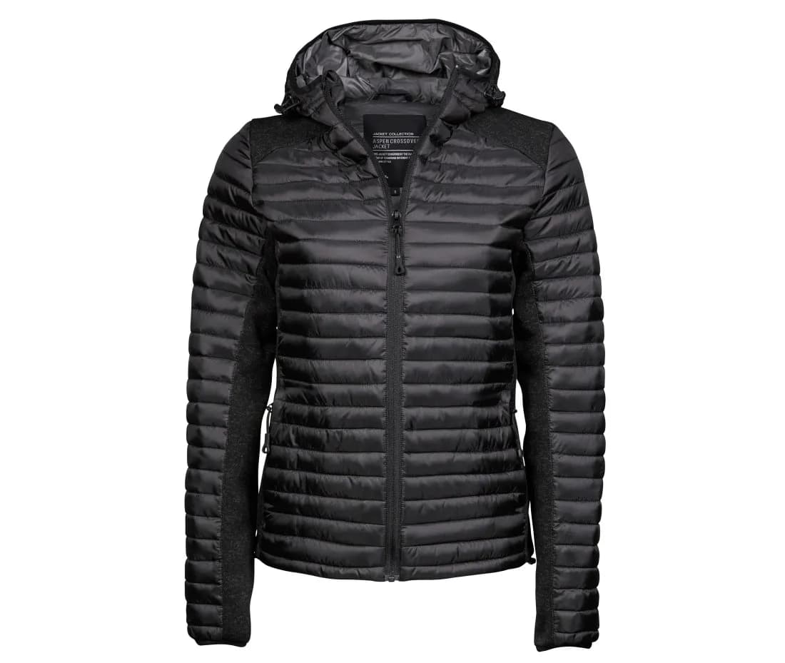 Damen Outdoorjacke mit Kapuze «Crossover» – Schwarz / Schwarz meliert