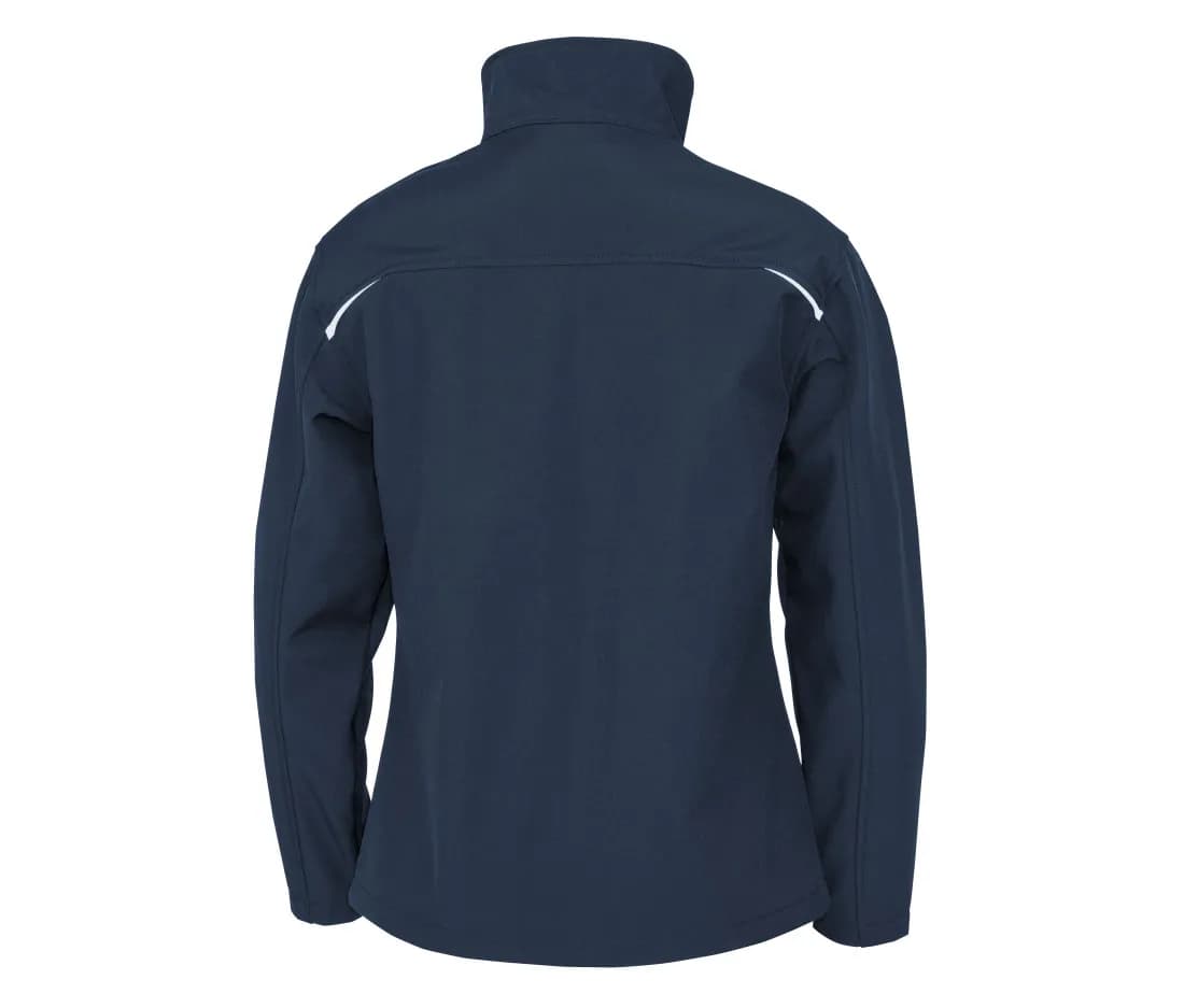 Damen 3-Lagen-Softshelljacke recycelt, bedruckbar – Marine – Rückansicht