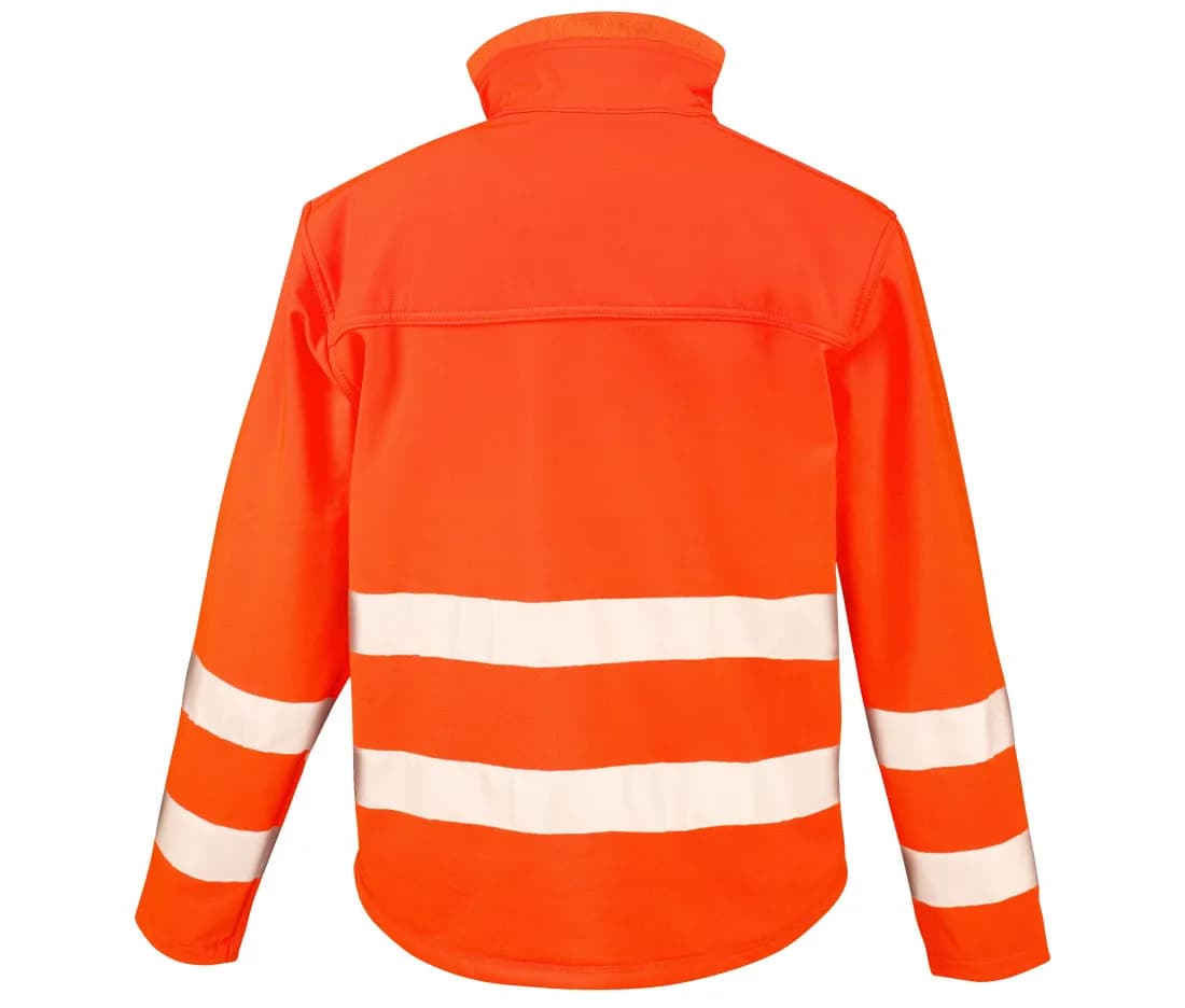 3-Lagen-Warnschutz-Softshelljacke – Warnorange – Rückansicht
