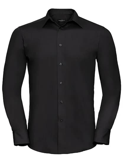 Men’s Long Sleeve Tailored Polycotton Poplin Shirt – Schwarz