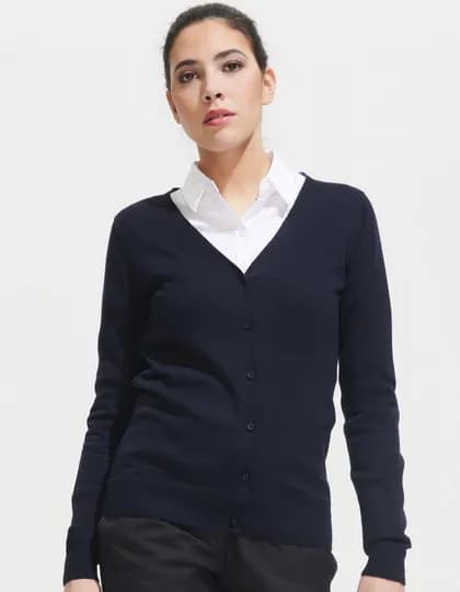 Women’s Golden V-Neck Knitted Cardigan