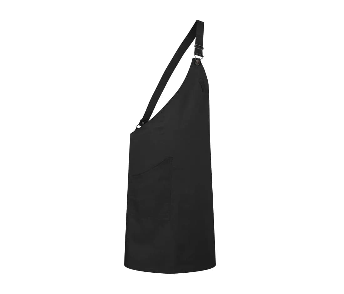 Tablier à bavette asymétrique «Classic» avec poche – Noir