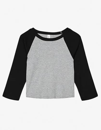 Women’s Micro Rib 3/4 Raglan Baby Tee – Gris chiné / Noir
