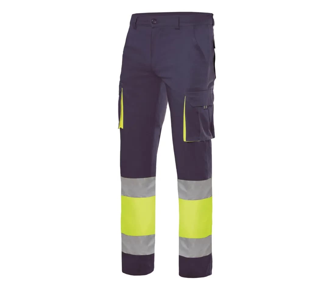 Pantalon stretch multipoches bicolore haute visibilité