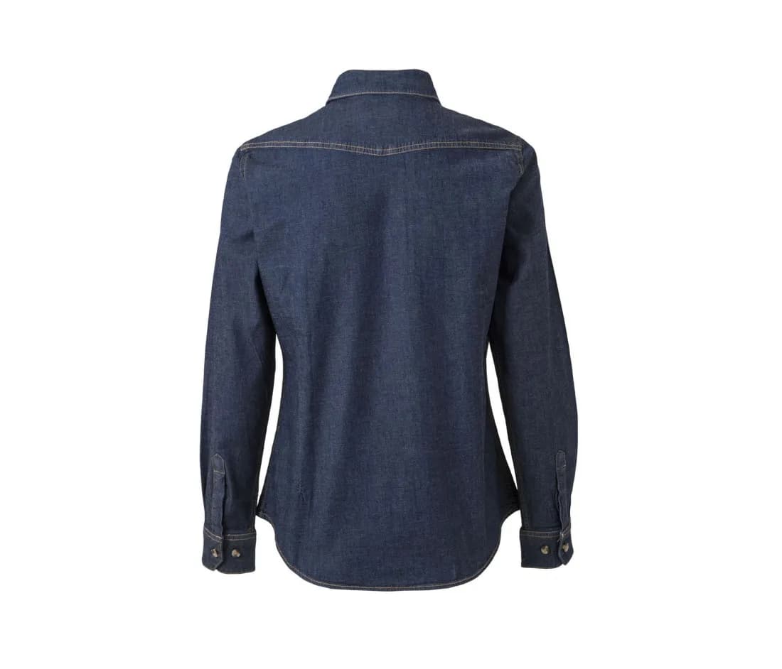 Damen Langarm-Jeanshemd mit Stretch – Denim – Rückansicht