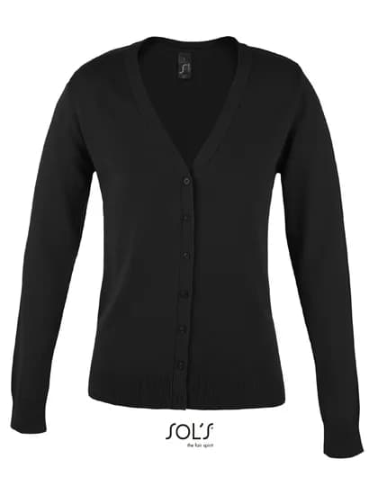Women’s Golden V-Neck Knitted Cardigan – Noir