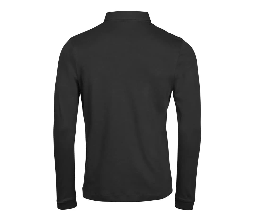 Pima Cotton Long Sleeve Polo – Noir – vue de dos