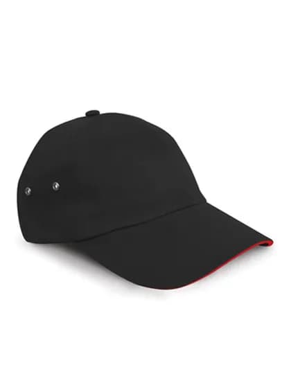 Printers Plush Cotton 5 Panel Cap – Noir / Rouge