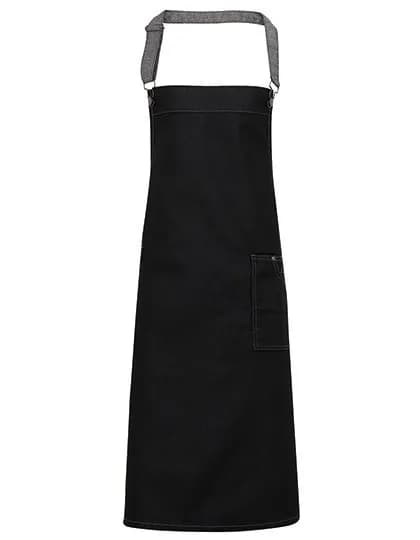 District Waxed Look Denim Bib Apron – Noir