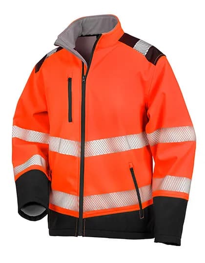 Printable Ripstop Safety Softshell Jacket – Warnorange / Schwarz