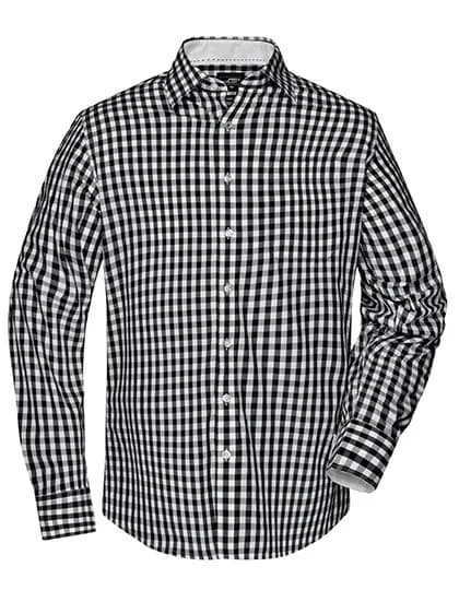 Men’s Checked Shirt – Schwarz / Weiss
