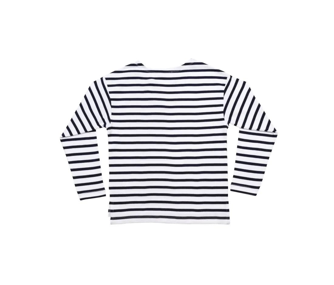 Kinder Ringel-T-Shirt «Breton» – Weiss / Marine – Rückansicht