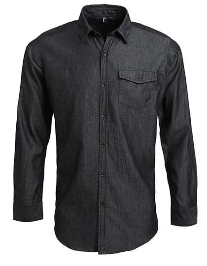 Men’s Jeans Stitch Denim Shirt – Schwarz