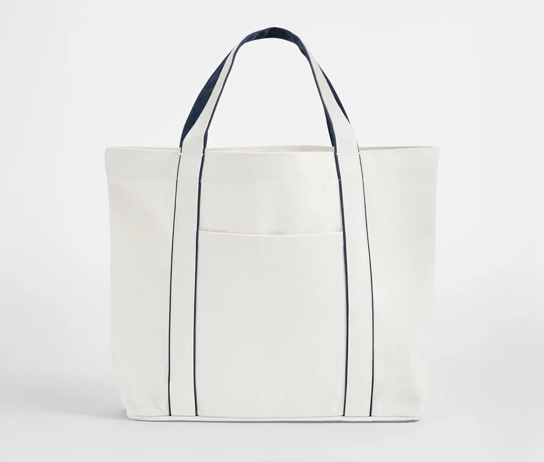Sac shopping moyen «Courtside» – Blanc / Marine foncé