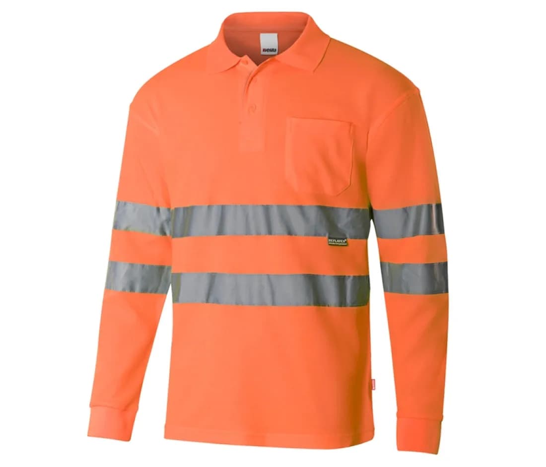 Warnschutz-Poloshirt Langarm – Warnorange