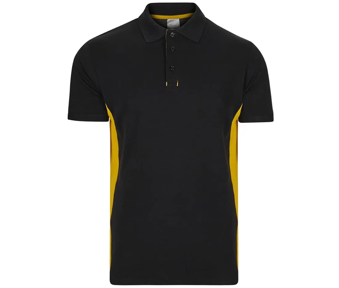 Velilla 105504 Zweifarbiges Kurzarm-Polo – Schwarz / Gelb