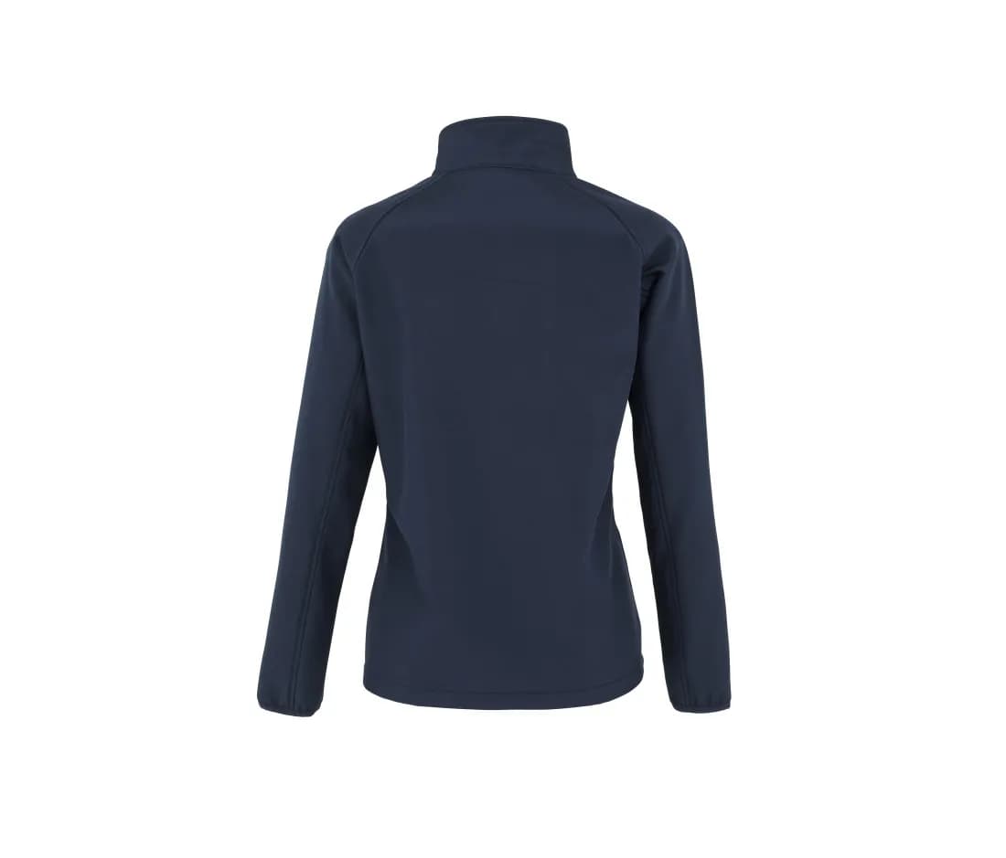 Damen recycelte 2-Lagen-Softshelljacke – Marine – Rückansicht