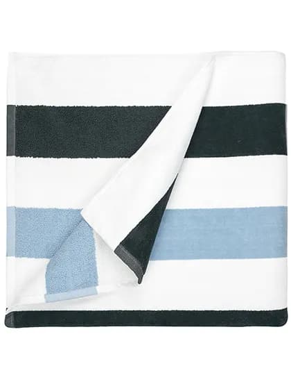 Beach Towel Stripe – Anthracite / Bleu ciel / Blanc