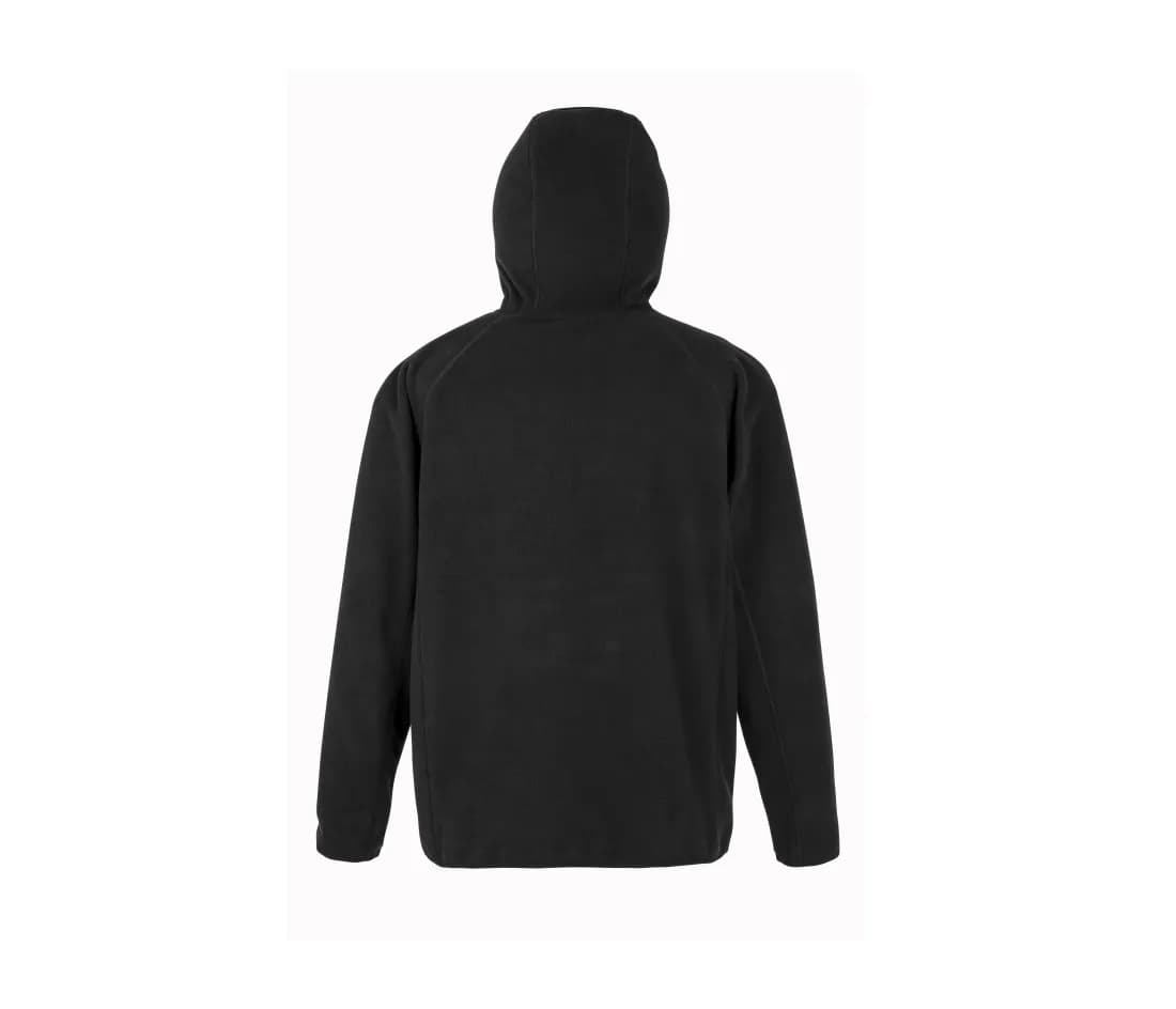 Recycelte Mikrofleecejacke mit Kapuze – Schwarz – Rückansicht